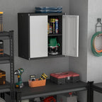 Locking Metal Wall Cabinet, 28" Metal Storage Cabinets with Doors and Shelf, Steel Garage Locker Mounted Small Tool Chest for Home Office, Kitchen, Pantry - Image 2
