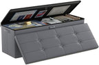 DocSafe Storage Ottoman Bench, Fireproof＆Waterproof Folding Bench with Lock(15”x 43”x15”), Leather Storage Chest with Handles＆2 Extra Boxes, Ottoman Safe for Bedroom,Living Room,Home Office, Gray by DocSafe
