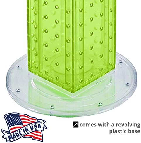 Azar Displays 700220-GRE-2C16 Four-Sided 4”W x 12” Revolving Pegboard Tower Kit Counter Display with 16-Pack of 2 inch Locking Hooks, Green - Image 4