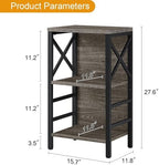 MNEETRUNG Small Bookcase,3 Tier Industrial Bookshelf with Metal Frame and Backboard,Low Grey Book Shelf,Book case for Small Spaces,Living Room,Bedroom and Home Office - Image 3