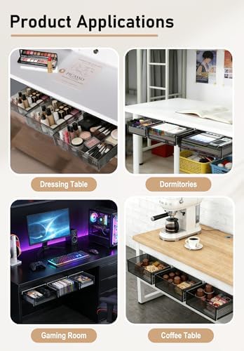 Under Desk Drawer Set of 3, Slide-Out Under Desk Storage Drawers (Large/Medium/Small), Thick Rigid PET Material, Suitable for Home Office, Desk, or Coffee Table - Image 5