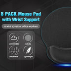 Yunsailing 8 Pack Ergonomic Mouse Pad with Wrist Rest Gel Foam,Black - Image 2