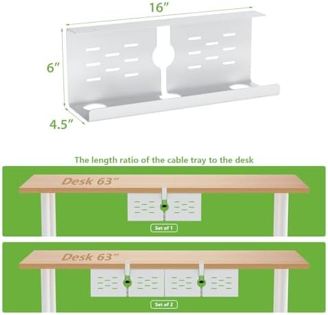 KEEGH 16 in Under Desk Cable Management Tray, Metal Cord Organizer, 2 Pack - Image 5
