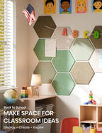Fluxynara 12-Pack Hexagon Felt Bulletin Board Tiles, Moss Haven - Image 5