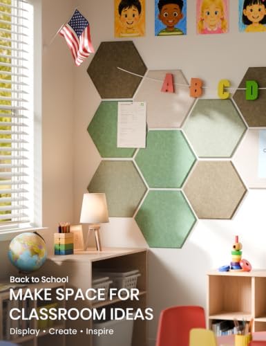 Fluxynara 12-Pack Hexagon Felt Bulletin Board Tiles, Moss Haven-1 - Image 5