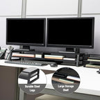 Mind Reader 2-Tier MDF Double Monitor Stand, Dual Screen Riser with Storage Shelf, 33.75 Inch Wide, 88 lb Capacity, Black - Image 5