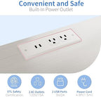 METYERRY Under Desk Printer Stand with Power Outlet, Adjustable Shelf,White - Image 4