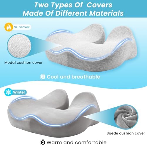 Seat Cushion,Ergonomic Chair Cushions for Sit Bone Tailbone Pain Relief,Sciatica & Back Support,Memory Foam Butt Pillow for Office,Car,Home,Gaming,Wheelchair - Image 2