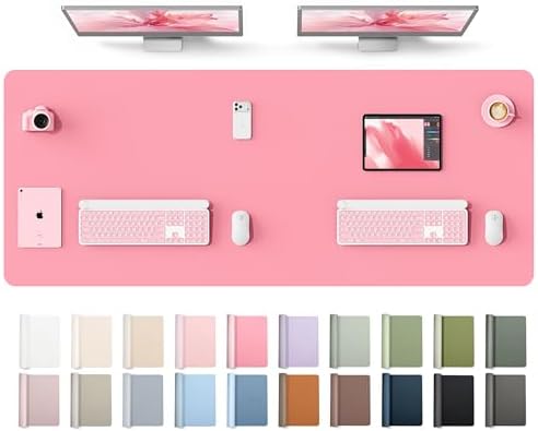YSAGi Leather Desk Protector, Office Mat, Large Mouse Mat, Non-Slip PU Leather Blotter, Laptop Desk Mat, Waterproof Writing Pad for Office and Home(Pink, 63" x 24") by YSAGi