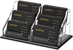 SANRUI Acrylic Black Business Card Holder Clear Desk Display Stand 6 Slot by SANRUI