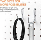 100PCS Dual Locking Pegboard Hooks Set, 50pcs 1" & 50pcs 1.5" Heavy Duty Galvanized Iron Pegboard Hooks, Fits 1/8” & 1/4” Pegboards for Garage Tool Storage Workshop Organization - Image 6