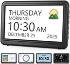Clock with Day and Date for Elderly,7" Large Display Digital Calendar Clock by Roxicosly