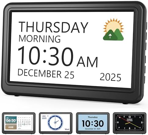 Clock with Day and Date for Elderly,7" Large Display Digital Calendar Clock by Roxicosly