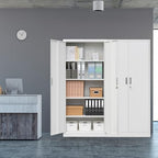CJF 71" H Metal Storage Cabinet, Locking Cabinet with 2 Doors and 5 Adjustable Shelves, White Tall Cabinet for Garage, Home, Office, Pantry, Workshop, School - Image 2
