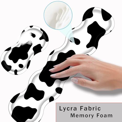 Keyboard Wrist Rest and Mouse Pad with Wrist Support Set Ergonomic Coaster,Memory Foam,Easy Typing Pain Relief,Large XL Desk Mat 31.5"x 11.8",Cow Print - Image 5
