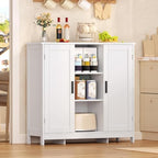 Iwell Storage Cabinet with 2 Doors and 4 Storage Shelves, Buffet Cabinet, Bathroom Cabinet for Living Room, Entryway, Home Office, White - Image 2