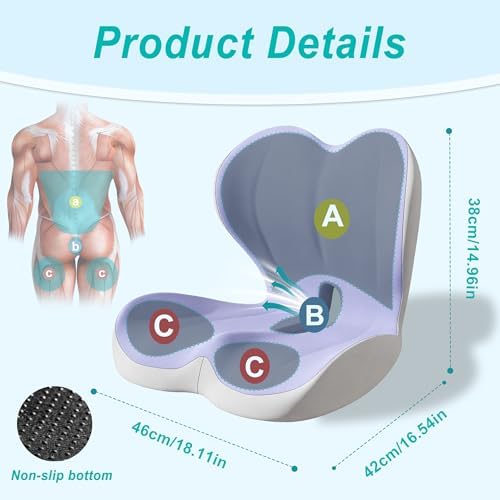 Seat Cushion for Office Chair, Ergonomic Cushion with Lumbar Support Pillow - Image 2