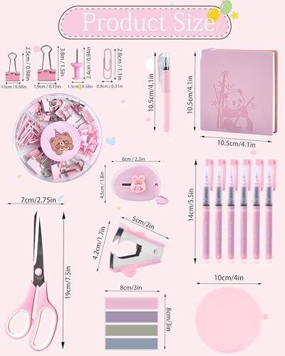 Pink Desk Accessories and Organizers with Desk Organizer and 360°Rotating Pen Holder stapler Pen and a Lot of Office Pink Office Supplies Beautifully Presented in a Gift Box - Image 6