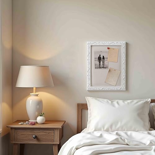 SOFE Small Linen Bulletin Board - White Wood Framed Memo Board 16 × 13 Inch - Image 7