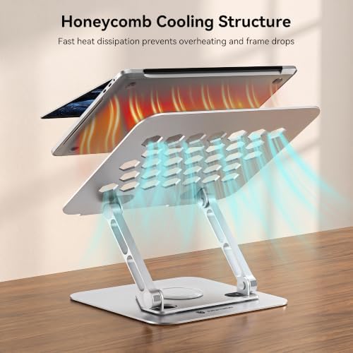 Yottamaster Adjustable Laptop Stand, 360° Rotating Aluminum Silver - Image 5