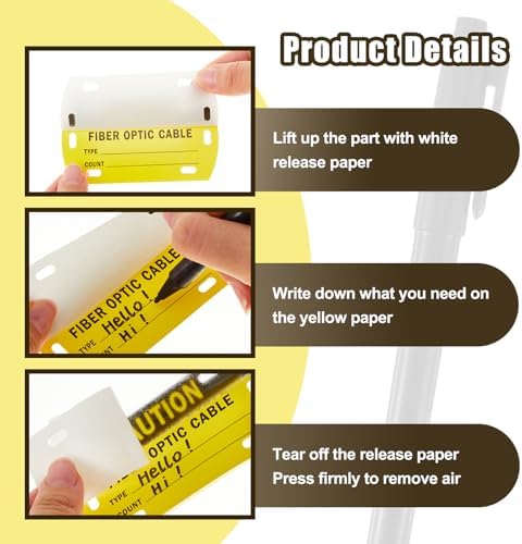 100 Pcs Fiber Optic Cable Tags with 3 Marker Pen, with Text - Image 3