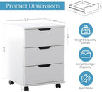 Farini 3-Drawer Under Desk Wooden File Cabinet with Lockable Caster Storage Cabinets for Home Office,White,Required Assembly - Image 2