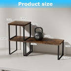 Aothia Wood Desktop Shelf for Top of Desk - 2-Tier Adjustable Bookshelf Organizer, Freestanding Stackable Shelves for Office, Home, Kitchen Counter (Rustic Brown) - Image 2
