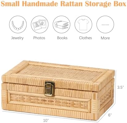 Rattan Box with Lid Decorative Natural Handmade Boho Baskets - Image 4
