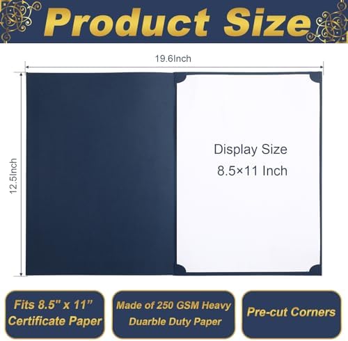 Fainne 120 Pack Certificate Holders Bulk, Diploma Covers, Navy Blue & Black - Image 2