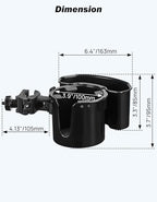 JOYTUTUS Wheelchair Cup Holder, 2-in-1 Walker Cup Holder with 6.4'' Large Storage Box, Drink Holder for Bottle with Handle, Fit for Wheelchair, Walker, Rollator, Stroller, Camper, Golf cart (Large) - Image 2
