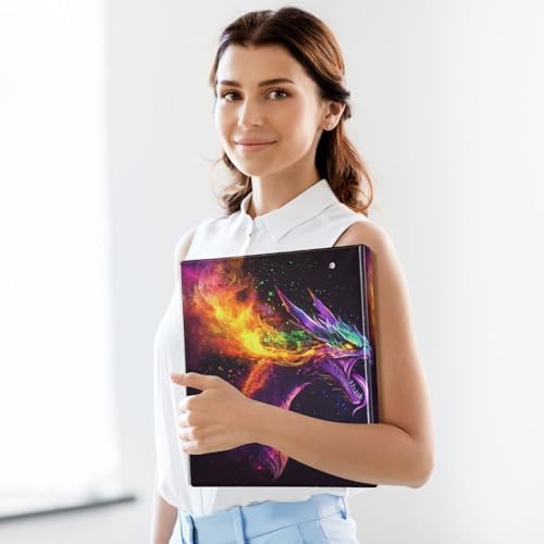 Fantasy Dragon Rainbow Fire Decorative 3 Ring Binder 1.5 Inch Large View Binders with Pockets Holds 200 Sheets File Organizer for Office College School, 2 Pack - Image 6