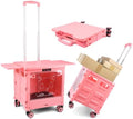 FELICON SELORSS Folding Utility Cart Portable Rolling Crate Handcart-Pink by FELICON