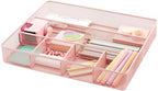 Annova Desk Top Organizer Tray for Office Organization - Metal Mesh - Storage Tray with Dividers for Pens, Desktop Accessories, Bathroom, Kitchen, Makeup and Office Supplies (Large, Light Pink) by LivingNecessities
