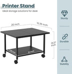 SwaaVee Printer Stand, 2-Tier Under Desk Printer Stand, Printer Cart with Wheels for Home, Office, Heavy-Duty Storage Shelf, Black - Image 2