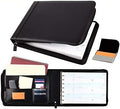 2Fold Zippered Business Checkbook Binder - 7 Ring Binder for Business Checks with Built-in Organizer and Card Case - PU Leather Portfolio for up to 600 3-Up Checks (Black) by 2Fold