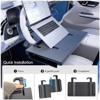 Steering Wheel Tray, Carbon Fiber 2-in-1 Car Tray & Seat Gap Filler, Car Desk, Car Laptop Desk, Car Desk for Laptop, Food Tray for Car, Steering Wheel Desk, Car Table, Universal Car Tray Organizer - Image 2