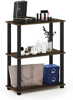 Furinno TURN-S-TUBE Storage Shelves, 3-Tier Book Shelf, Corner Shelf, Toolless Open Shelves, for Organization and Storage, Living Room, Garage, Home Office, Columbia Walnut by Furinno-FitsYourSpaceFitsYourBudget