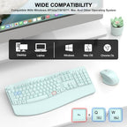 Wireless Keyboard and Mouse Combo, 2.4G Ergonomic Wave Key(Mint Green) - Image 7