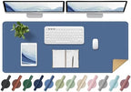 BLESWIN Large Desk Pad, 47.2'' x 23.6'', Office Desk Mat, Computer Mat for Desk, Leather Desk Pad Protector, Sewing Desk Blotter, Desktop Writing Pad for Office/Home/Decor Lake Blue by BLESWIN