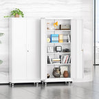 INTERGREAT Metal Garage Storage Cabinet with Wheels, Rolling Storage Cabinet with Locking Doors and 4 Adjustable Shelves,- 73" Steel Tool Cabinet for Home Office,Garage,Warehouse，White - Image 2
