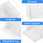 OPNICE Desk Organizers and Accessories, 4-Tier Desktop File Organizer with Drawer and Pen Holders, Office Desk Accessories Workspace Organizers for Office Supplies (Soft White) - Image 6