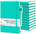 feela 12 Pack Notebooks Journals Bulk, Hardcover Notebook Classic Ruled Lined Journals with Pen Holder for Women Girls School Business Supplies, with 12 Black Pens, 120 GSM, 5.1”x8.3”, A5, Aqua by feela
