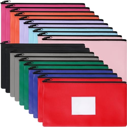 Potchen 20 Pcs Zipper Deposit Bags Money Pouches 11x6 Inch,Multicolored by Potchen