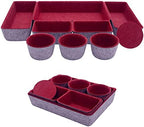 Teeo - Drawer Organizers - Office Supply Organizer - Desktop Drawers - Organizing Containers - Jewelry Tray Makeup Storage Home Dividers Compartment Desk Caddy Cosmetic Bins - Pack of 9, Burgundy by teeo