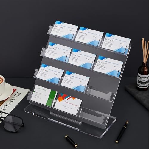 Dunzoom 2 Pack Business Card Holder for Desk 12 Slots Freestanding Clear Acrylic Business Card Holder Display Stand Multiple Organizer for Office Meeting Exhibition Home - Image 4