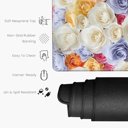 Giant 48x24 Large Mouse Pad XXXL Desk Mat Gaming Mousepad Huge Desk Pad Pink Rose 4XL Full Computer Mat for Protector Desktop Wireless - Image 4