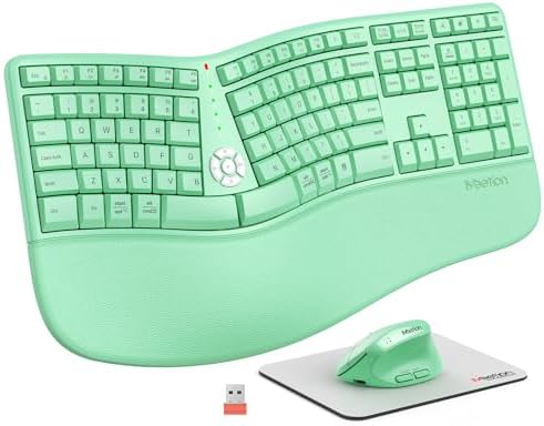 MEETION Ergonomic Keyboard Mouse Combo, Split Design Vertical Mouse Green by MEETION
