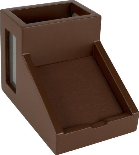 Victor Desk Pencil Cup With Angled Note Holder, Frosted Glass Window Desktop Organizer for Pens, Pencils, and Notes, 4.1 x 6.1 x 4.5-Inches, Mocha Brown - Image 3