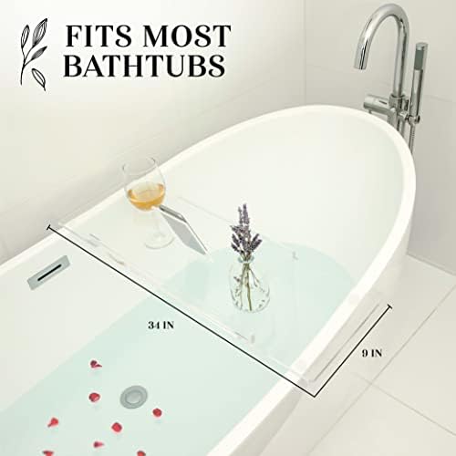 34" Supreme - Clear Acrylic Bathtub Tray Caddy Tub Shelf, Spa Board Luxury Bathroom Bath tub Table, Fits Across Bathtubs, Book, iPad and Wine Glass Holder (Supreme, 34") - Image 3