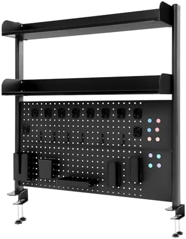 Clamp On Desk Organizer Shelf, 2 Tier Clamp-on Above or Under Desktop Storage Shelf Multipurpose Desktop Bookshelf Shelving Unit for Table Accessories (Black) - Image 4